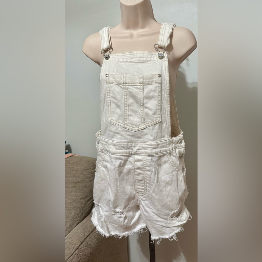 Pilcro Anthropologie Off-White Denim Overalls Size 28‎